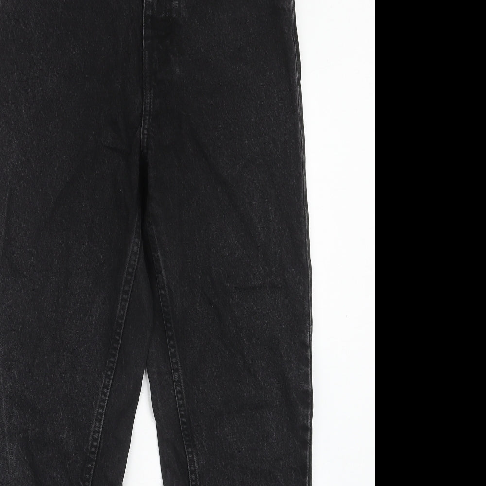 Zara Womens Black Cotton Mom Jeans Size 8 Regular Zip