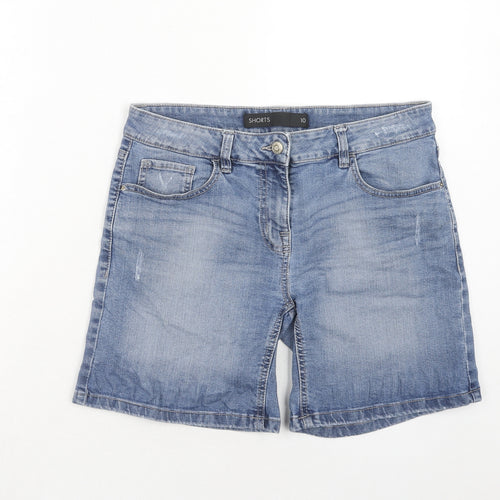 NEXT Womens Blue Cotton Boyfriend Shorts Size 10 Regular Zip