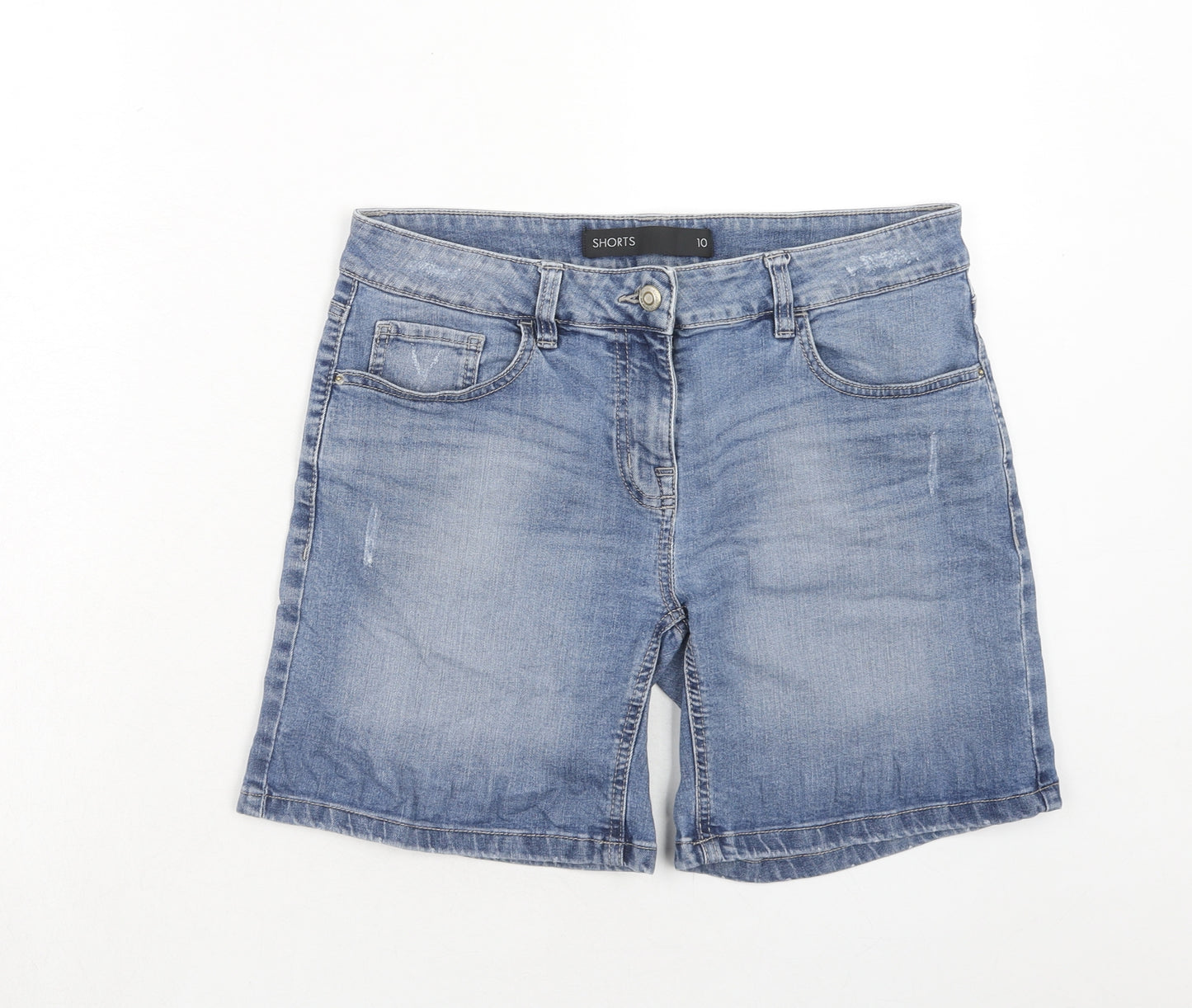 NEXT Womens Blue Cotton Boyfriend Shorts Size 10 Regular Zip