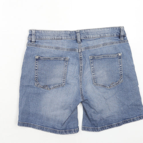 NEXT Womens Blue Cotton Boyfriend Shorts Size 10 Regular Zip