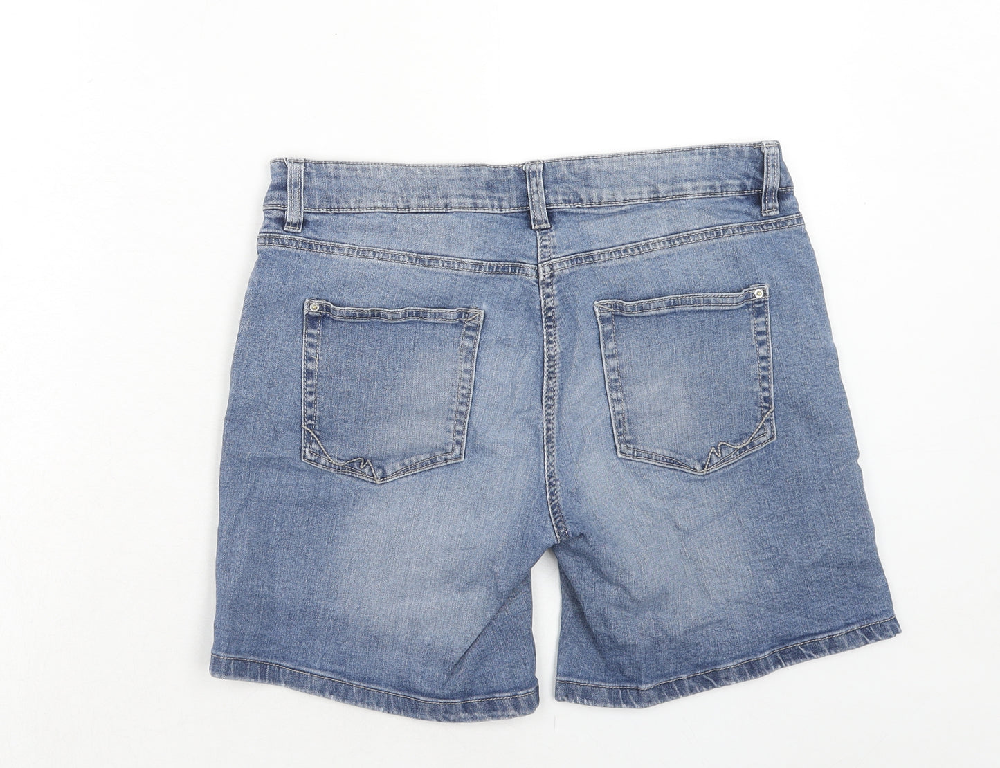 NEXT Womens Blue Cotton Boyfriend Shorts Size 10 Regular Zip