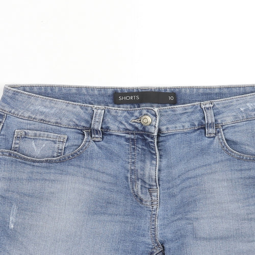 NEXT Womens Blue Cotton Boyfriend Shorts Size 10 Regular Zip