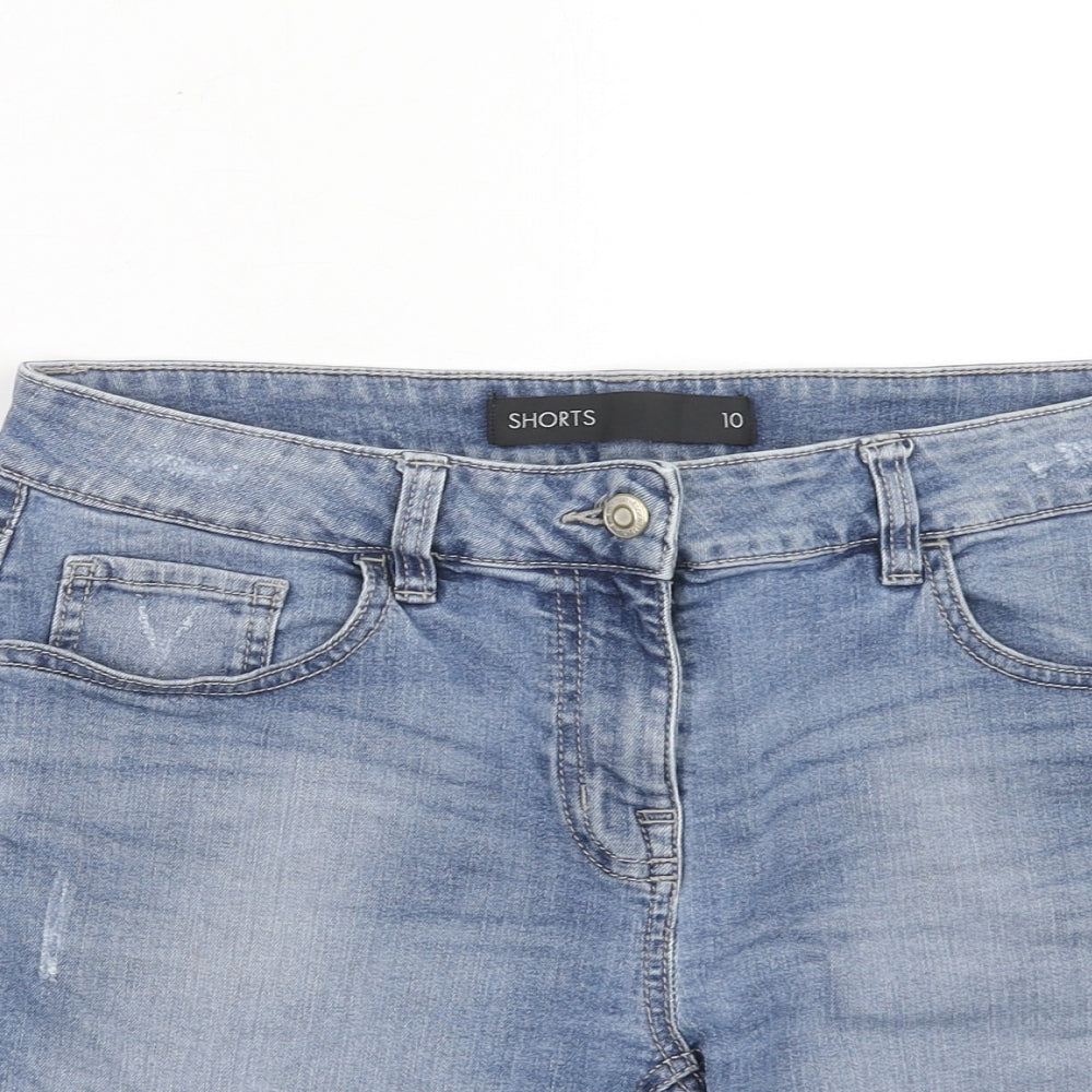 NEXT Womens Blue Cotton Boyfriend Shorts Size 10 Regular Zip