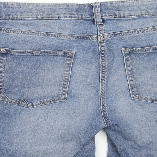 NEXT Womens Blue Cotton Boyfriend Shorts Size 10 Regular Zip