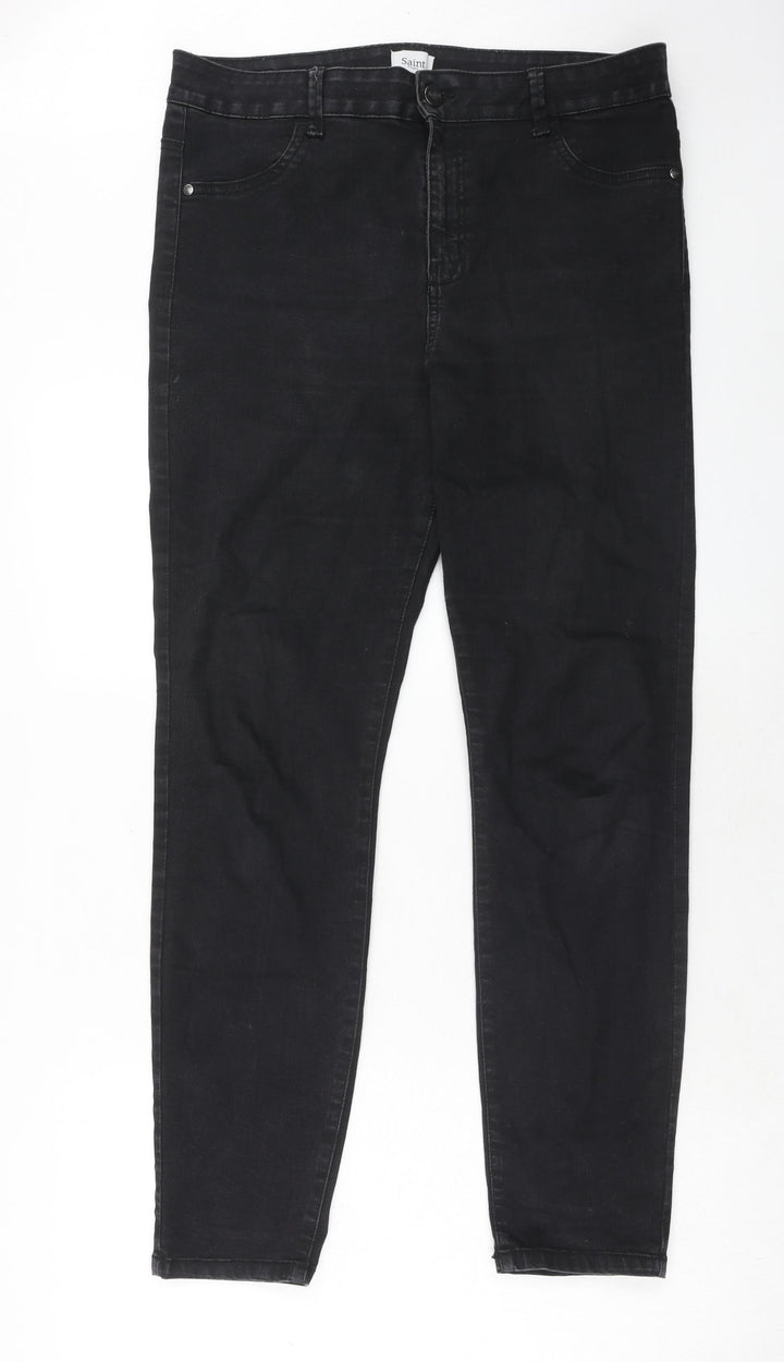 Saint Tropez Clothing Womens Black Cotton Skinny Jeans Size XL Regular Zip