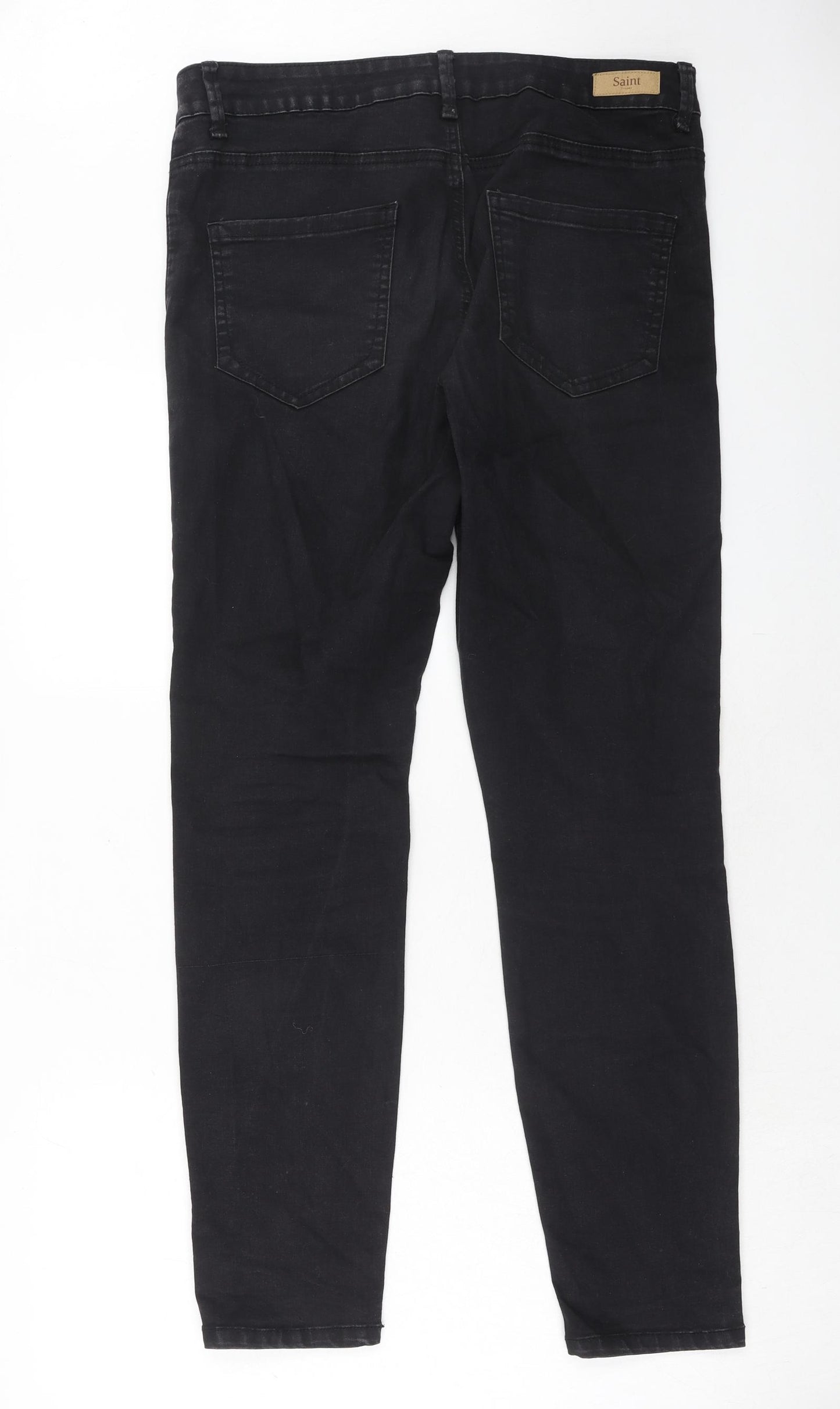 Saint Tropez Clothing Womens Black Cotton Skinny Jeans Size XL Regular Zip