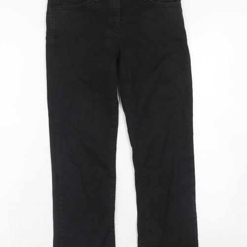 Marks and Spencer Womens Black Cotton Straight Jeans Size 10 Regular Zip