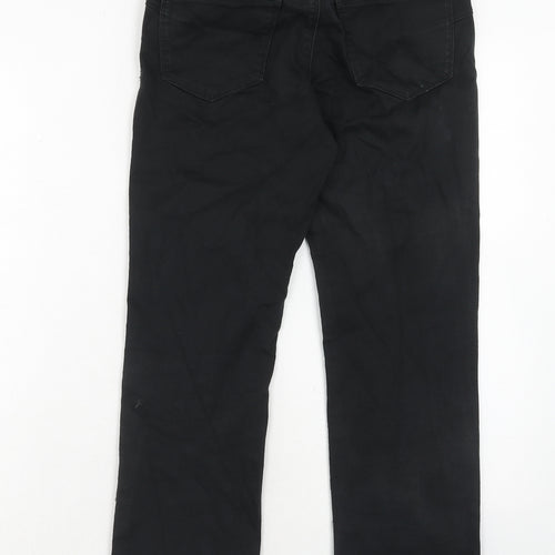 Marks and Spencer Womens Black Cotton Straight Jeans Size 10 Regular Zip
