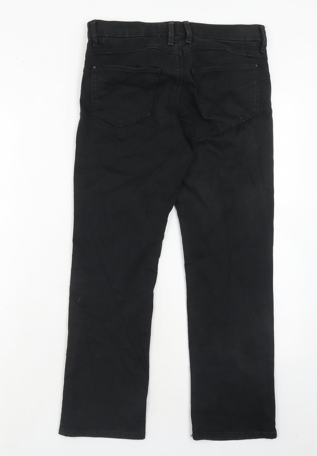 Marks and Spencer Womens Black Cotton Straight Jeans Size 10 Regular Zip