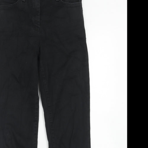 Marks and Spencer Womens Black Cotton Straight Jeans Size 10 Regular Zip
