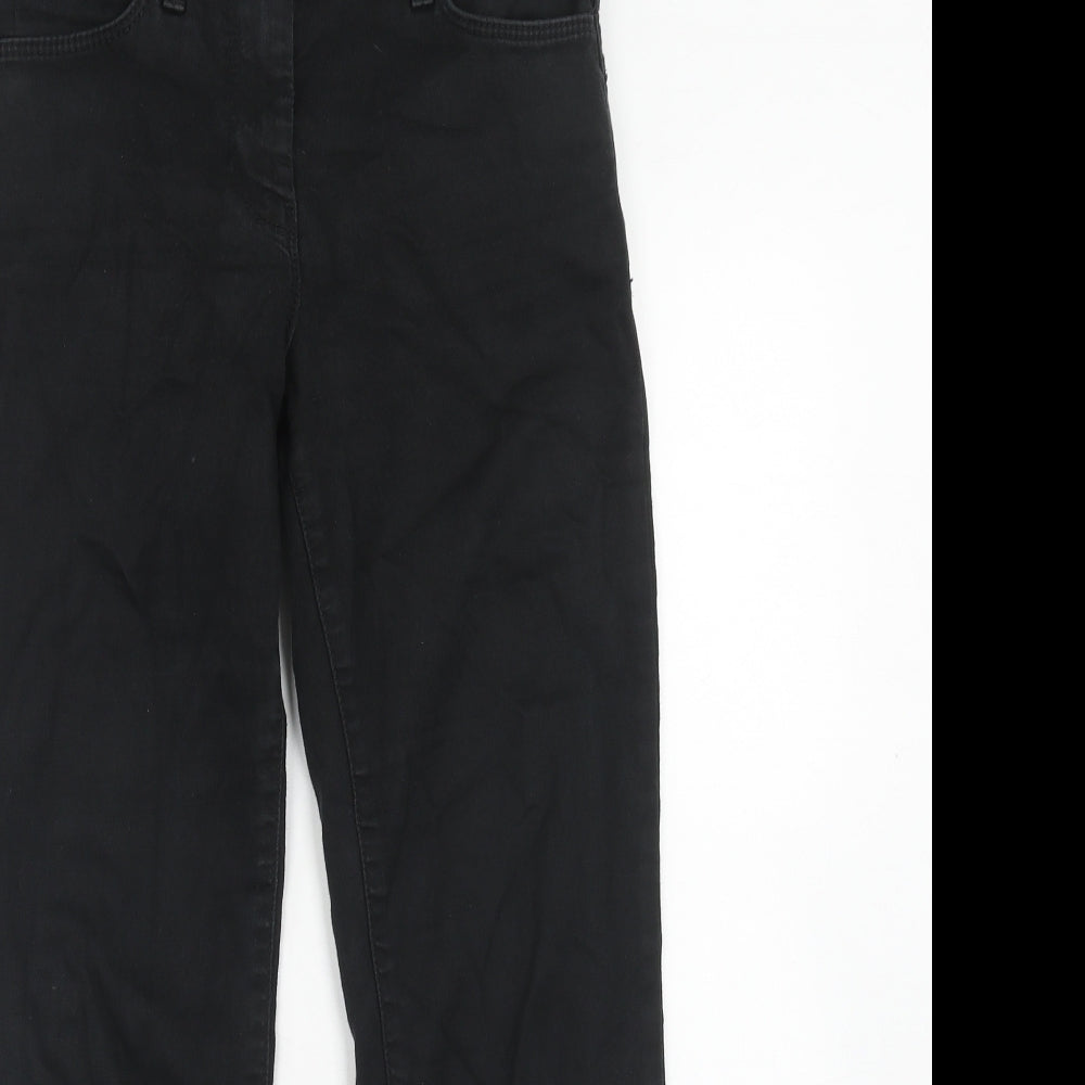 Marks and Spencer Womens Black Cotton Straight Jeans Size 10 Regular Zip