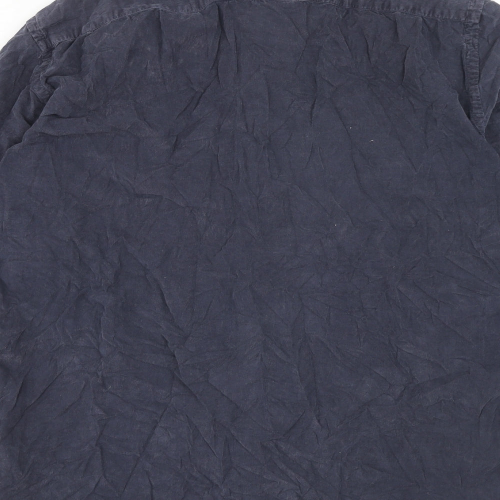 Neiman Marcus Mens Blue Cotton Button-Up Size M Collared Button