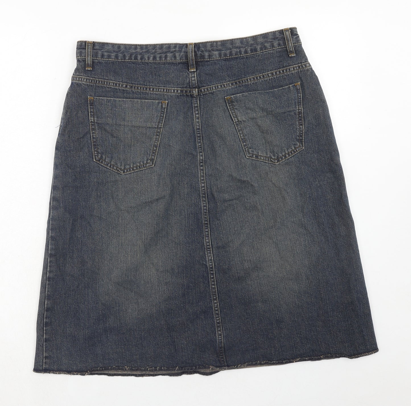 Jigsaw Womens Blue Cotton A-Line Skirt Size 14 Zip