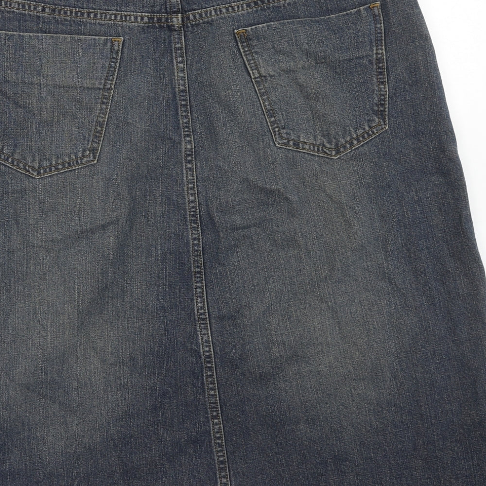 Jigsaw Womens Blue Cotton A-Line Skirt Size 14 Zip