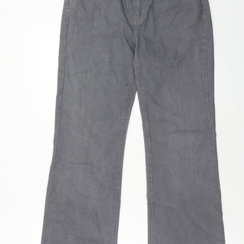 Marks and Spencer Womens Grey Cotton Bootcut Jeans Size 12 Regular Zip