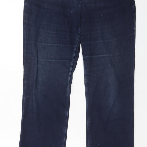 Marks and Spencer Womens Blue Cotton Straight Jeans Size 12 Regular Zip