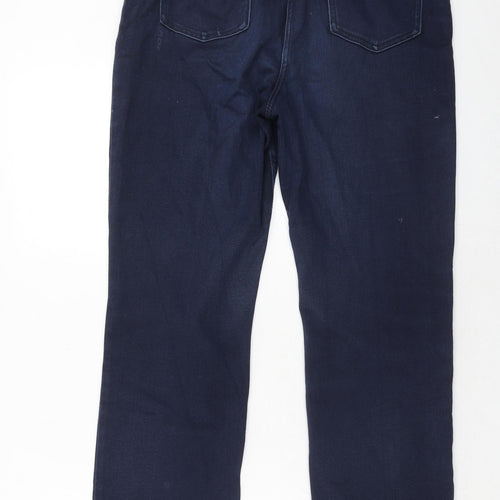 Marks and Spencer Womens Blue Cotton Straight Jeans Size 12 Regular Zip