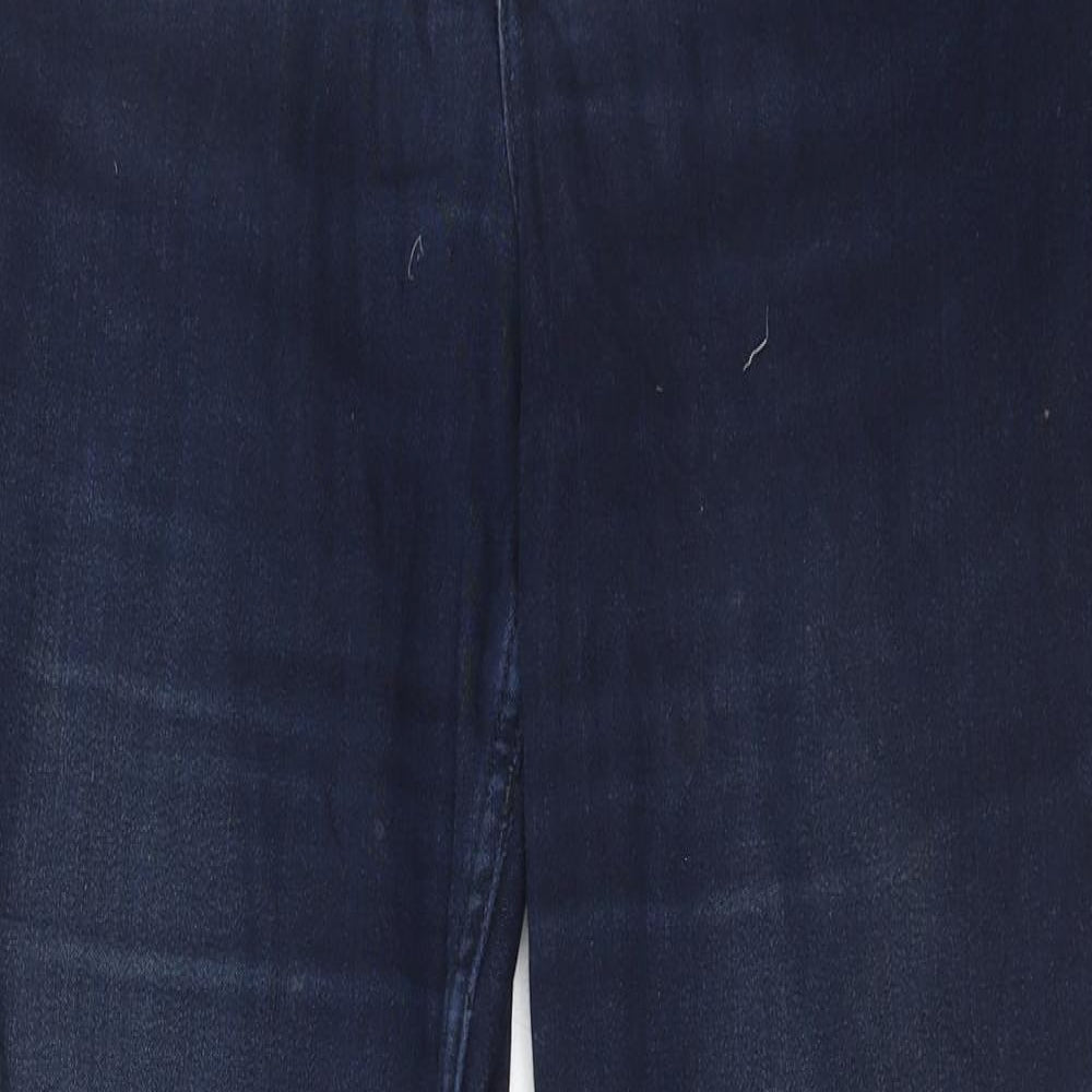 Marks and Spencer Womens Blue Cotton Straight Jeans Size 12 Regular Zip