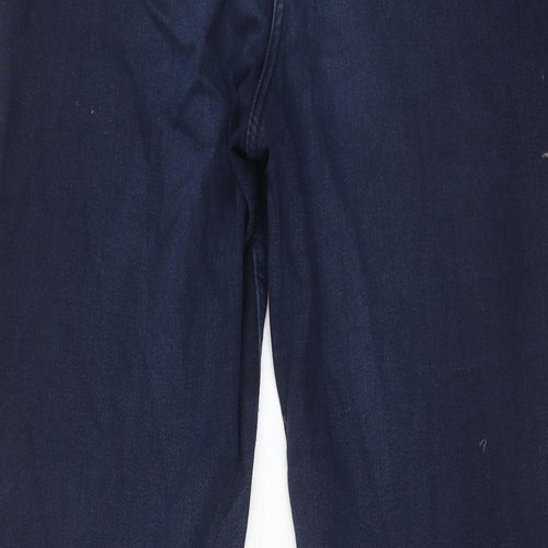 Marks and Spencer Womens Blue Cotton Straight Jeans Size 12 Regular Zip