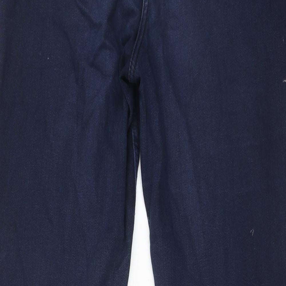 Marks and Spencer Womens Blue Cotton Straight Jeans Size 12 Regular Zip