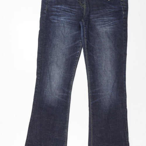 NEXT Womens Blue Cotton Bootcut Jeans Size 12 Regular Zip