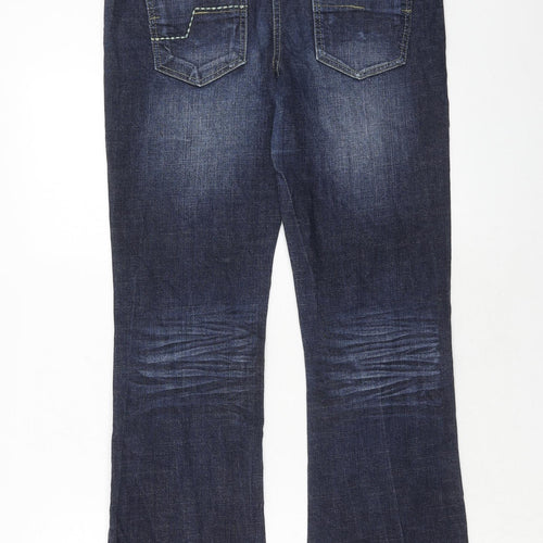 NEXT Womens Blue Cotton Bootcut Jeans Size 12 Regular Zip