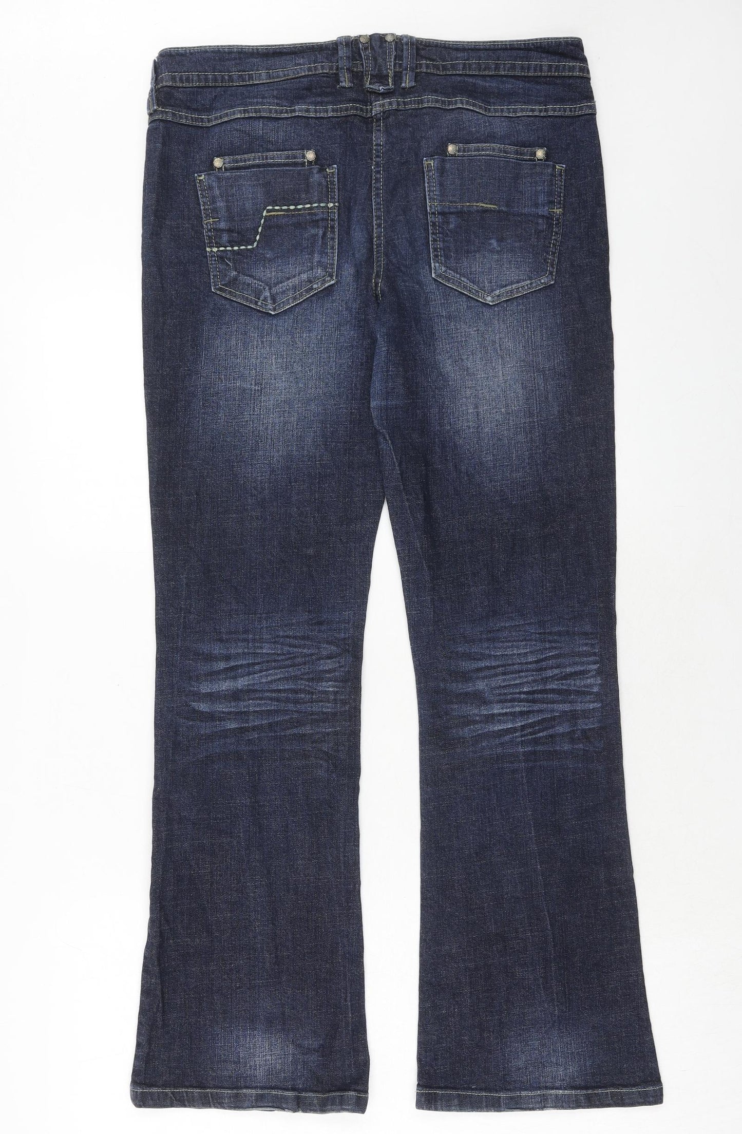 NEXT Womens Blue Cotton Bootcut Jeans Size 12 Regular Zip