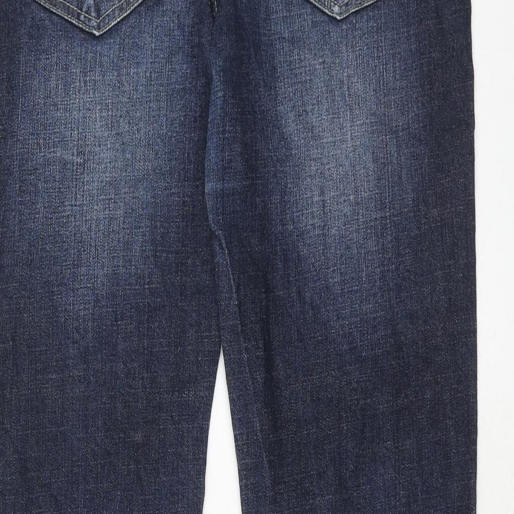 NEXT Womens Blue Cotton Bootcut Jeans Size 12 Regular Zip