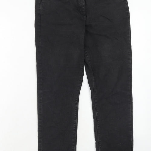 Bonmarché Womens Black Cotton Straight Jeans Size 10 Slim Zip