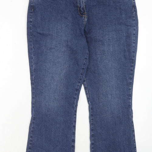 Damart Womens Blue Cotton Bootcut Jeans Size 16 Regular Zip