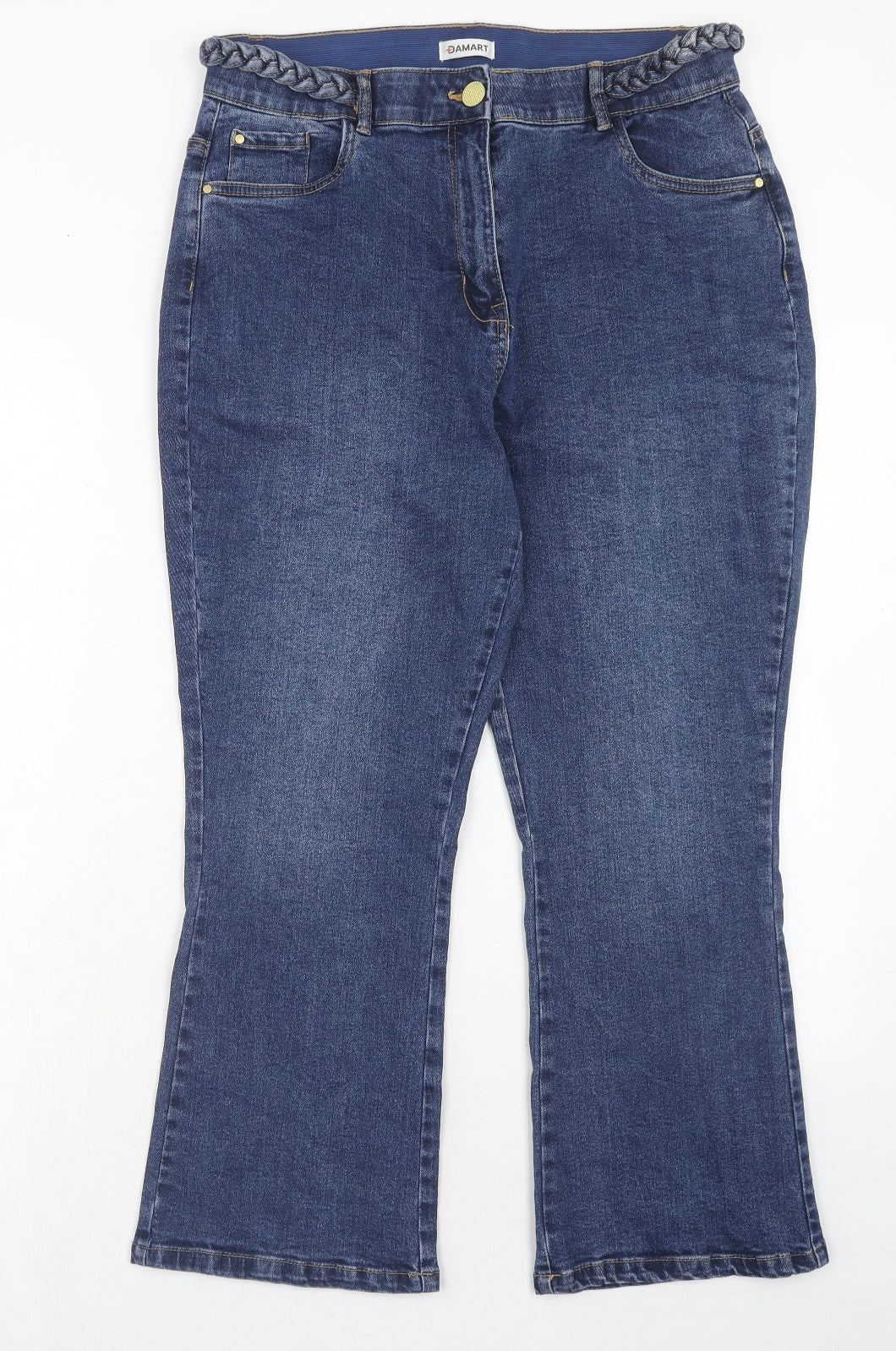 Damart Womens Blue Cotton Bootcut Jeans Size 16 Regular Zip