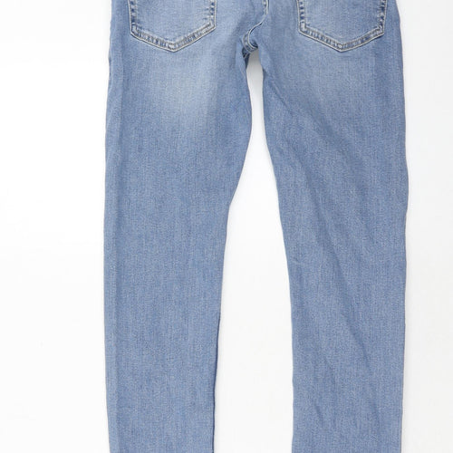 Topman Mens Blue Cotton Skinny Jeans Size 30 in L30 in Relaxed Zip
