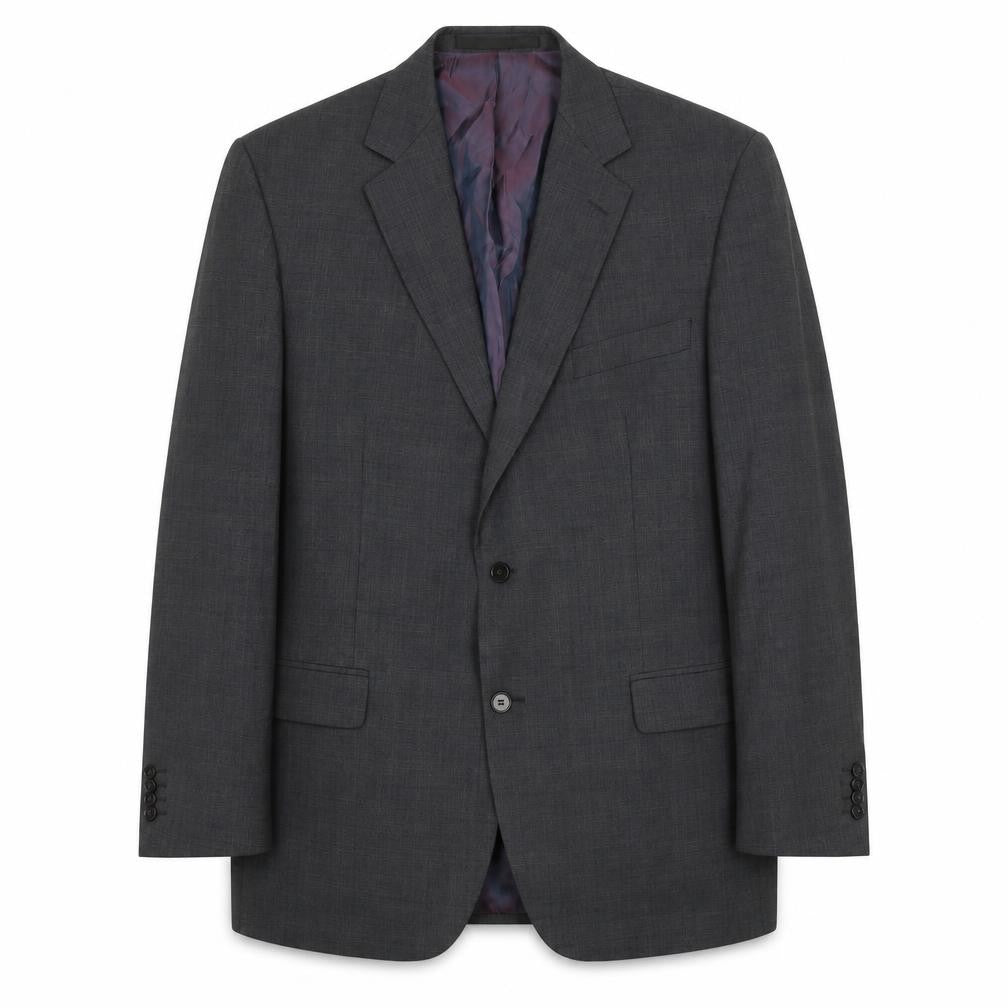 Front view of Colliezione men’s grey polyester jacket suit jacket, size 40, regular