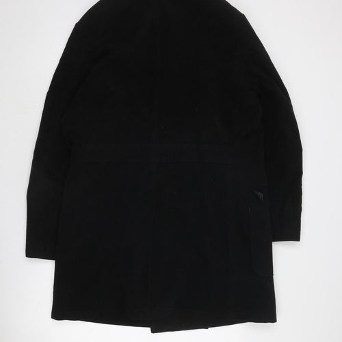Duffer of St.George Mens Black Pea Coat Coat Size L Button