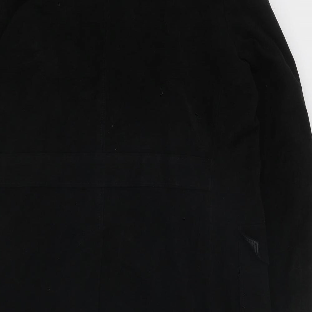 Duffer of St.George Mens Black Pea Coat Coat Size L Button