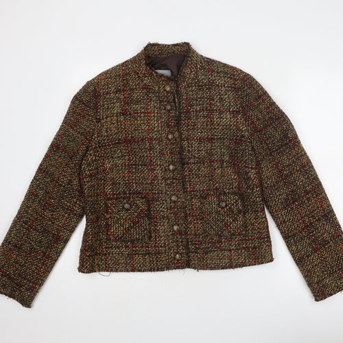Per Una Womens Brown Geometric Jacket Blazer Size 16 Button