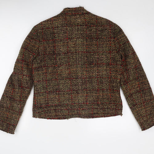 Per Una Womens Brown Geometric Jacket Blazer Size 16 Button