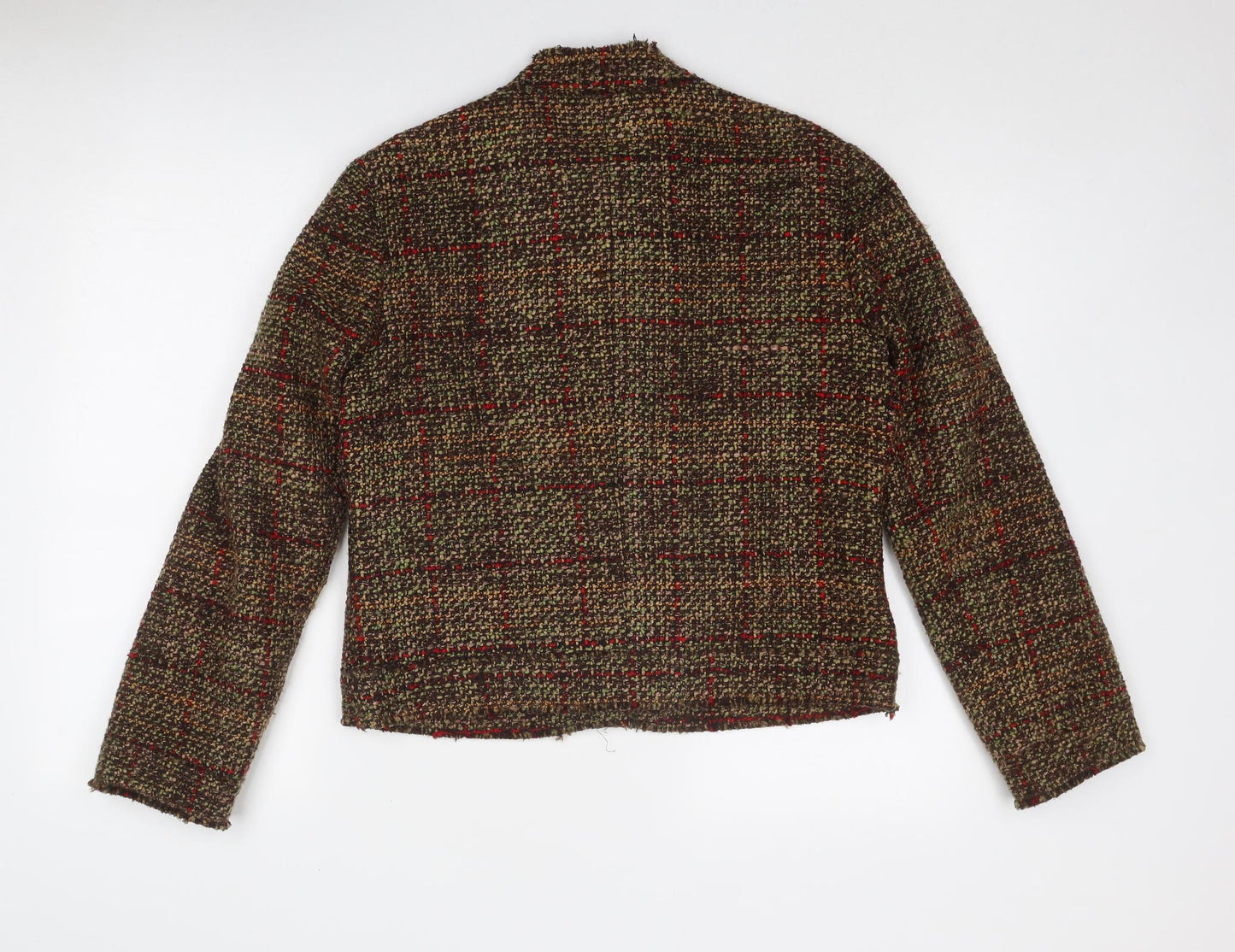 Per Una Womens Brown Geometric Jacket Blazer Size 16 Button