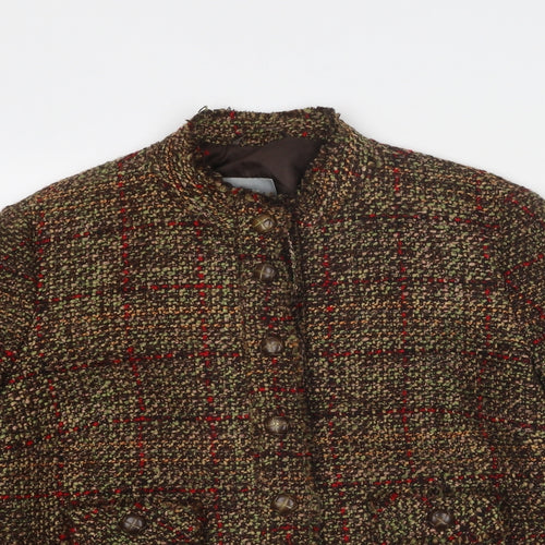 Per Una Womens Brown Geometric Jacket Blazer Size 16 Button