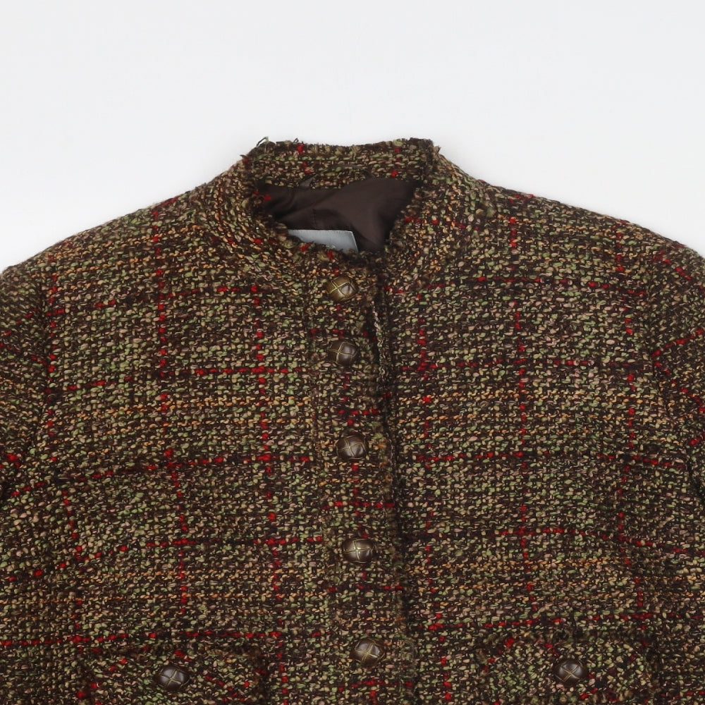 Per Una Womens Brown Geometric Jacket Blazer Size 16 Button