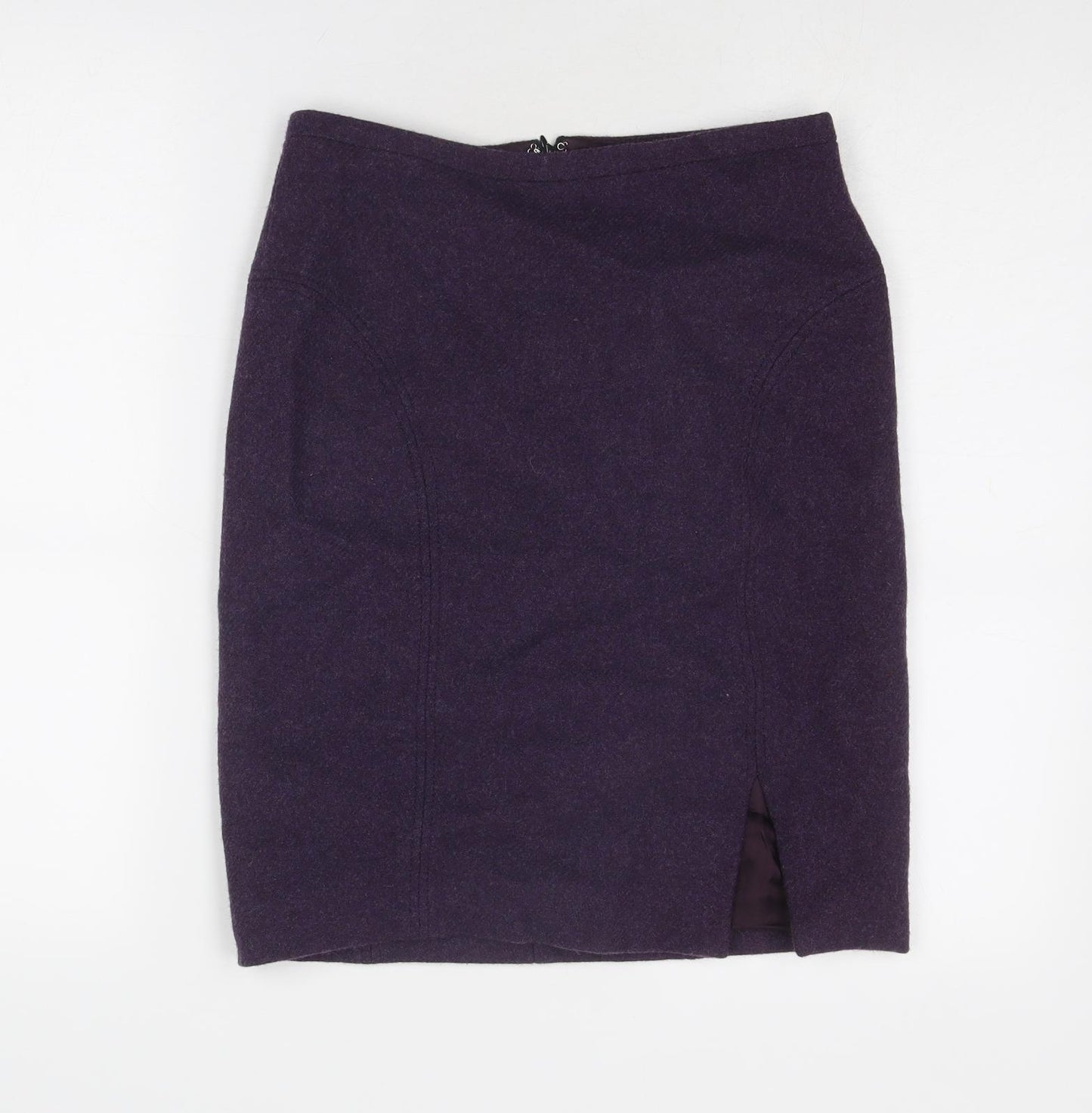 Jigsaw Womens Purple Wool A-Line Skirt Size 4 Zip