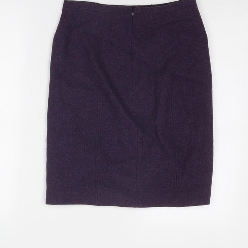 Jigsaw Womens Purple Wool A-Line Skirt Size 4 Zip