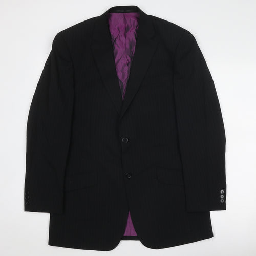 Skopes Mens Black Striped Wool Jacket Suit Jacket Size 38 Regular