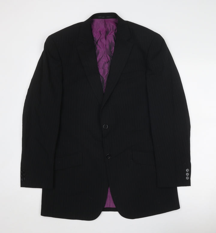 Skopes Mens Black Striped Wool Jacket Suit Jacket Size 38 Regular