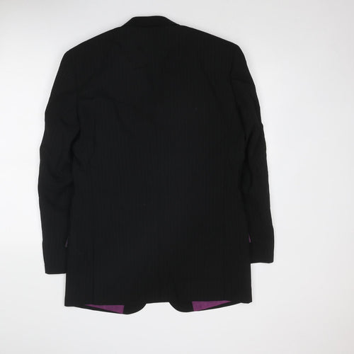 Skopes Mens Black Striped Wool Jacket Suit Jacket Size 38 Regular