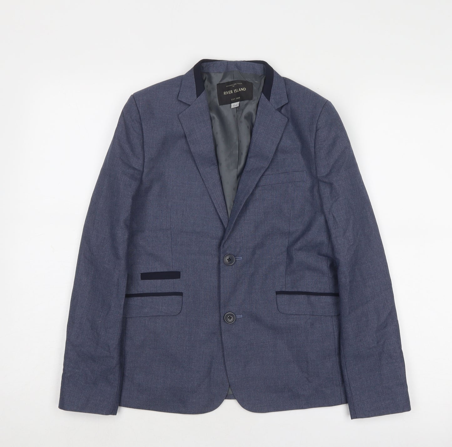 River Island Boys Blue Jacket Blazer Size 12 Years Button