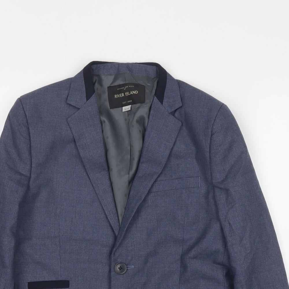 River Island Boys Blue Jacket Blazer Size 12 Years Button