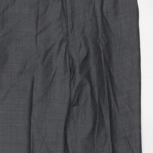 Marks and Spencer Mens Grey Wool Dress Pants Trousers Size 34 in Regular Zip