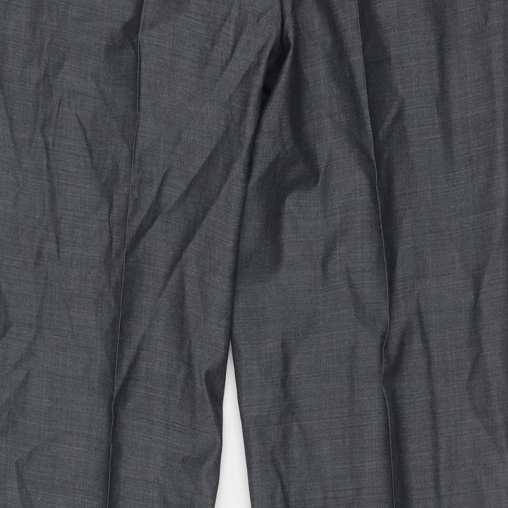 Marks and Spencer Mens Grey Wool Dress Pants Trousers Size 34 in Regular Zip