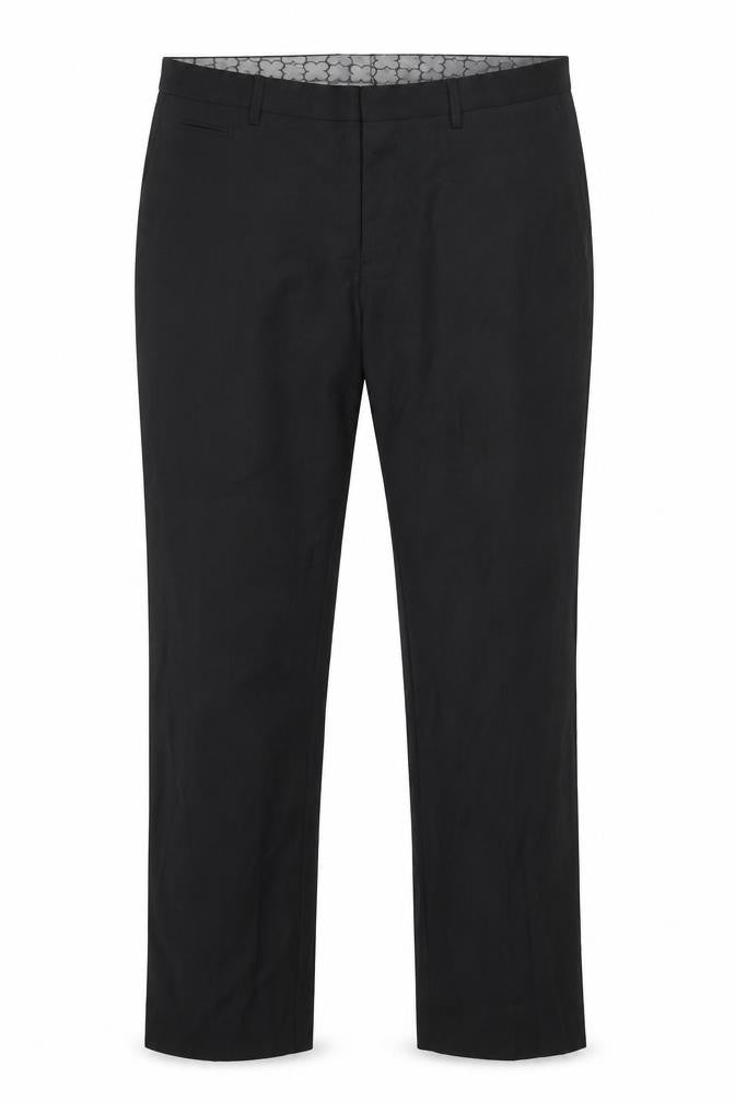 Front view of Skopes men’s grey polyester dress pants trousers, size 38, in regular zip